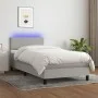 Box spring bed with fabric mattress and light gray LED 100x200 cm by vidaXL, Beds and slatted bases - Ref: Foro24-3132973, Pr...