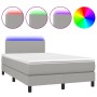 Cama box spring con colchón tela y LED gris claro 120x200 cm de vidaXL, Camas y somieres - Ref: Foro24-3132981, Precio: 363,1...