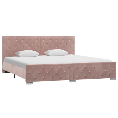 Estructura de cama de terciopelo rosa 180x200 cm de vidaXL, Camas y somieres - Ref: Foro24-286828, Precio: 316,60 €, Descuent...