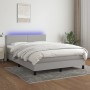 Cama box spring con colchón tela y LED gris claro 140x200 cm de vidaXL, Camas y somieres - Ref: Foro24-3132997, Precio: 432,8...