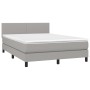 Cama box spring con colchón tela y LED gris claro 140x200 cm de vidaXL, Camas y somieres - Ref: Foro24-3132997, Precio: 432,8...