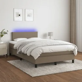 Cama box spring con colchón LED tela gris taupe 120x200 cm de vidaXL, Camas y somieres - Ref: Foro24-3132985, Precio: 350,56 ...