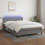 Cama box spring con colchón y LED tela gris oscuro 140x200 cm de vidaXL, Camas y somieres - Ref: Foro24-3132998, Precio: 443,...