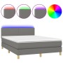 Cama box spring con colchón y LED tela gris oscuro 140x200 cm de vidaXL, Camas y somieres - Ref: Foro24-3132998, Precio: 443,...