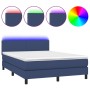 Cama box spring con colchón y LED tela azul 140x200 cm de vidaXL, Camas y somieres - Ref: Foro24-3133003, Precio: 446,87 €, D...