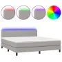 Box spring bed with fabric mattress and light gray LED 180x200 cm by vidaXL, Beds and slatted bases - Ref: Foro24-3133013, Pr...