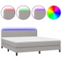 Cama box spring con colchón tela y LED gris claro 180x200 cm de vidaXL, Camas y somieres - Ref: Foro24-3133013, Precio: 541,2...