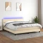 Cama box spring con colchón y LED tela crema 160x200 cm de vidaXL, Camas y somieres - Ref: Foro24-3133010, Precio: 501,58 €, ...