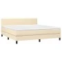 Cama box spring con colchón y LED tela crema 160x200 cm de vidaXL, Camas y somieres - Ref: Foro24-3133010, Precio: 501,58 €, ...