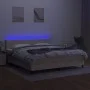 Cama box spring con colchón y LED tela crema 160x200 cm de vidaXL, Camas y somieres - Ref: Foro24-3133010, Precio: 501,58 €, ...