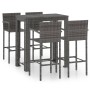 Set muebles bar jardín 5 pzas ratán sintético reposabrazos gris en Conjuntos de jardín | Comprar online en Foru.es