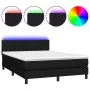 Cama box spring con colchón LED tela negro 140x200 cm de vidaXL, Camas y somieres - Ref: Foro24-3132999, Precio: 456,86 €, De...