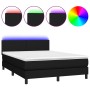 Cama box spring con colchón LED tela negro 140x200 cm de vidaXL, Camas y somieres - Ref: Foro24-3132999, Precio: 458,34 €, De...