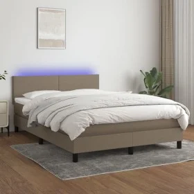 Cama box spring con colchón LED tela gris taupe 140x200 cm de vidaXL, Camas y somieres - Ref: Foro24-3133001, Precio: 447,76 ...