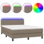 Cama box spring con colchón LED tela gris taupe 140x200 cm de vidaXL, Camas y somieres - Ref: Foro24-3133001, Precio: 447,76 ...
