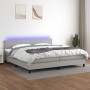 Cama box spring con colchón tela y LED gris claro 200x200 cm de vidaXL, Camas y somieres - Ref: Foro24-3133021, Precio: 597,1...