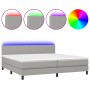 Cama box spring con colchón tela y LED gris claro 200x200 cm de vidaXL, Camas y somieres - Ref: Foro24-3133021, Precio: 597,1...