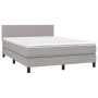 Cama box spring con colchón tela y LED gris claro 140x190 cm de vidaXL, Camas y somieres - Ref: Foro24-3132989, Precio: 453,5...