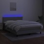 Cama box spring con colchón tela y LED gris claro 140x190 cm de vidaXL, Camas y somieres - Ref: Foro24-3132989, Precio: 453,5...
