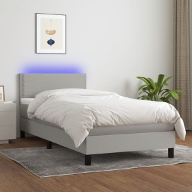 Cama box spring colchón y luces LED tela gris claro 80x200 cm de vidaXL, Camas y somieres - Ref: Foro24-3133029, Precio: 276,...