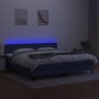 Cama box spring con colchón y LED tela azul 200x200 cm de vidaXL, Camas y somieres - Ref: Foro24-3133027, Precio: 579,64 €, D...