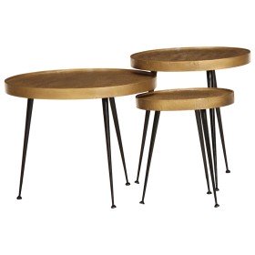 Mesas de centro 3 uds madera contrachapada dorada en Mesas de centro | Comprar online en Foru.es