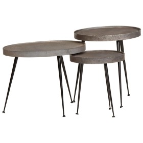 Mesa de centro 3 uds madera contrachapada plateada en Mesas de centro | Comprar online en Foru.es