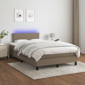Cama box spring con colchón y LED tela gris taupe 120x200 cm de vidaXL, Camas y somieres - Ref: Foro24-3133065, Precio: 345,9...