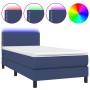 Cama box spring colchón y luces LED tela azul 100x200 cm de vidaXL, Camas y somieres - Ref: Foro24-3133059, Precio: 319,39 €,...