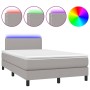 Cama box spring con colchón tela y LED gris claro 120x200 cm de vidaXL, Camas y somieres - Ref: Foro24-3133061, Precio: 365,3...