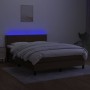 Cama box spring colchón luces LED tela marrón oscuro 140x200cm de vidaXL, Camas y somieres - Ref: Foro24-3133080, Precio: 425...