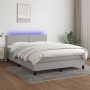 Cama box spring colchón y luces LED tela gris claro 140x200 cm de vidaXL, Camas y somieres - Ref: Foro24-3133077, Precio: 416...