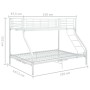 Estructura de litera de metal blanco 140x200 cm/90x200 cm de vidaXL, Camas y somieres - Ref: Foro24-287903, Precio: 294,51 €,...