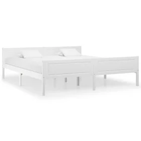 Estructura de cama de madera maciza de pino blanco 180x200 cm de vidaXL, Camas y somieres - Ref: Foro24-322108, Precio: 166,6...