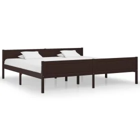 Dark brown solid pine wood bed frame 200x200 cm by vidaXL, Beds and slatted bases - Ref: Foro24-322123, Price: 125,28 €, Disc...