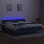 Cama box spring colchón y luces LED tela azul 200x200 cm de vidaXL, Camas y somieres - Ref: Foro24-3133107, Precio: 582,75 €,...
