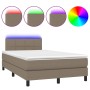 Cama box spring con colchón y LED tela gris taupe 120x200 cm de vidaXL, Camas y somieres - Ref: Foro24-3133145, Precio: 350,8...