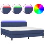 Cama box spring colchón y luces LED tela azul 160x200 cm de vidaXL, Camas y somieres - Ref: Foro24-3133171, Precio: 486,52 €,...