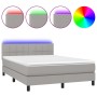 Cama box spring colchón y luces LED tela gris claro 140x190 cm de vidaXL, Camas y somieres - Ref: Foro24-3133149, Precio: 464...