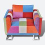 Sillón con diseño de cubo de retales de tejido con patas cromadas de vidaXL, Sillones - Ref: Foro24-240895, Precio: 263,77 €,...