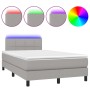 Cama box spring con colchón tela y LED gris claro 120x200 cm de vidaXL, Camas y somieres - Ref: Foro24-3133141, Precio: 370,8...