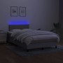 Cama box spring con colchón tela y LED gris claro 120x200 cm de vidaXL, Camas y somieres - Ref: Foro24-3133141, Precio: 370,8...