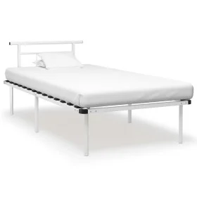 White metal bed frame 100x200 cm by vidaXL, Beds and slatted bases - Ref: Foro24-324824, Price: 67,83 €, Discount: %