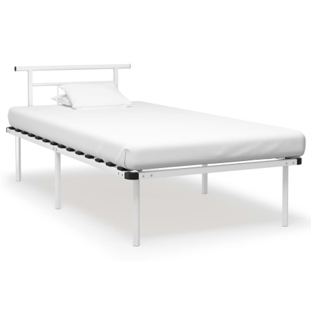 Estructura de cama de metal blanco 100x200 cm de vidaXL, Camas y somieres - Ref: Foro24-324824, Precio: 68,47 €, Descuento: %