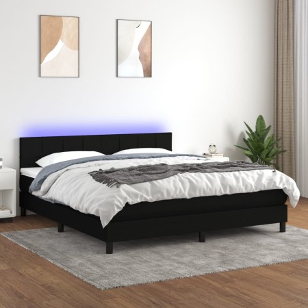 Cama box spring colchón y luces LED tela negro 180x200 cm de vidaXL, Camas y somieres - Ref: Foro24-3133175, Precio: 563,07 €...