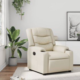 Sillón reclinable de cuero sintético crema en Sillones | Comprar online en Foru.es