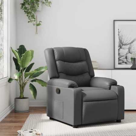 Sillón reclinable de cuero sintético gris en Sillones | Comprar online en Foru.es