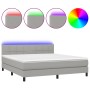 Cama box spring colchón y luces LED tela gris claro 180x200 cm de vidaXL, Camas y somieres - Ref: Foro24-3133173, Precio: 541...