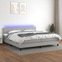Cama box spring con colchón tela y LED gris claro 200x200 cm de vidaXL, Camas y somieres - Ref: Foro24-3133181, Precio: 598,2...