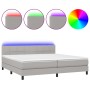 Cama box spring con colchón tela y LED gris claro 200x200 cm de vidaXL, Camas y somieres - Ref: Foro24-3133181, Precio: 598,2...